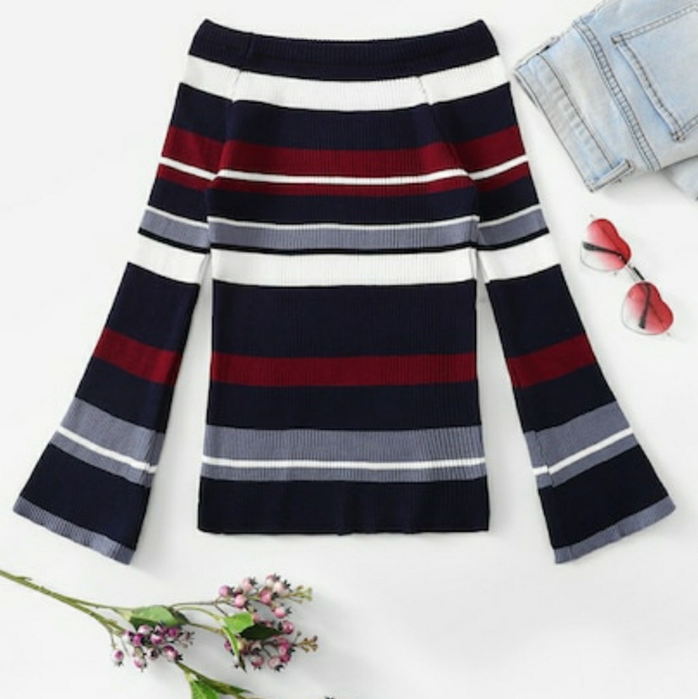 Off shoulder crop sweater